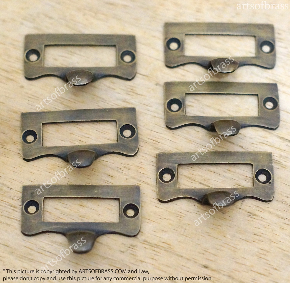 1.77" 6 pcs Vintage Label File Name Card Holder Drawer Pull Handle 6 1.77" 6 pcs Vintage Label File Name Card Holder Drawer Pull Handle - Image 4