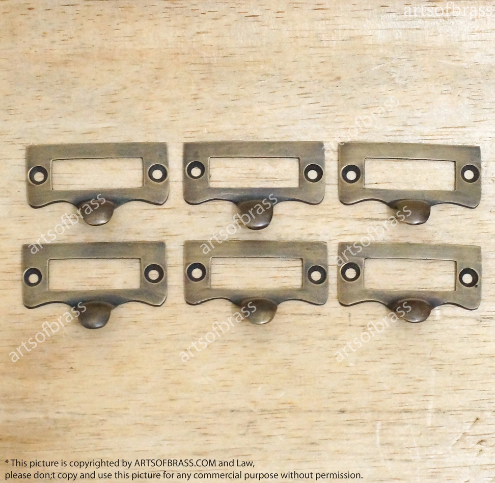 1.77" 6 pcs Vintage Label File Name Card Holder Drawer Pull Handle 3 1.77" 6 pcs Vintage Label File Name Card Holder Drawer Pull Handle