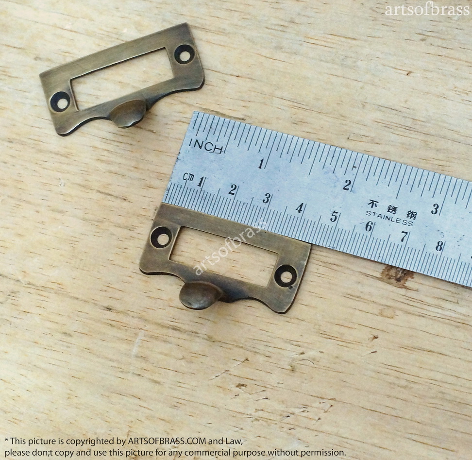 1.77" 6 pcs Vintage Label File Name Card Holder Drawer Pull Handle 10 1.77" 6 pcs Vintage Label File Name Card Holder Drawer Pull Handle - Image 8
