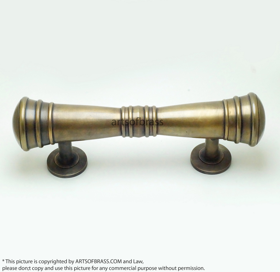 11.41" Set Vintage Retro Classic Plain Brass Entry Door Hardware Handle 5 11.41" Set Vintage Retro Classic Plain Brass Entry Door Hardware Handle - Image 3