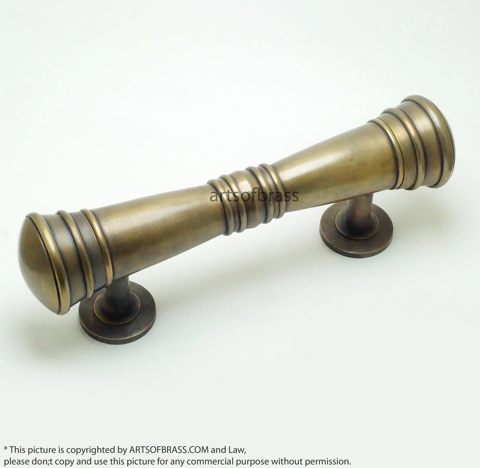 11.41" Set Vintage Retro Classic Plain Brass Entry Door Hardware Handle 6 11.41" Set Vintage Retro Classic Plain Brass Entry Door Hardware Handle - Image 4