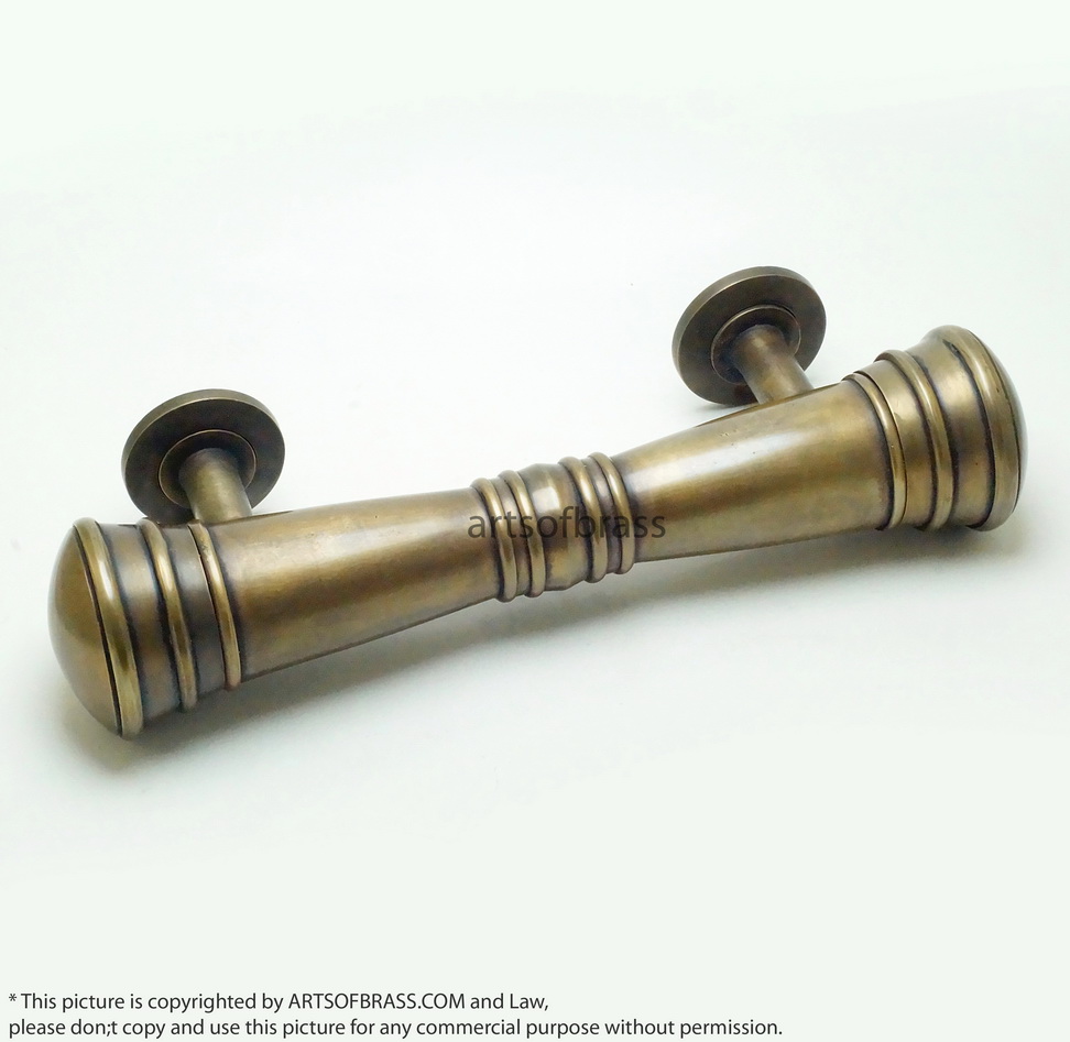 11.41" Set Vintage Retro Classic Plain Brass Entry Door Hardware Handle 8 11.41" Set Vintage Retro Classic Plain Brass Entry Door Hardware Handle - Image 6