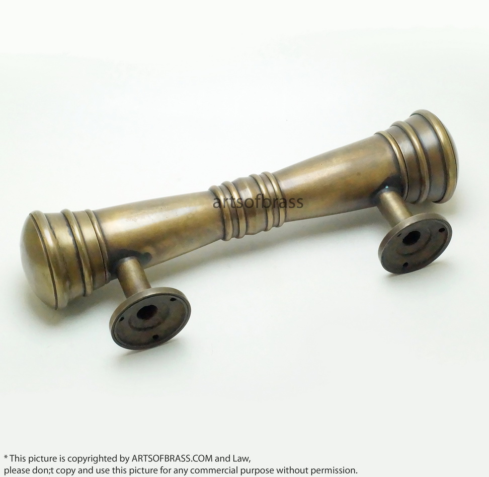 11.41" Set Vintage Retro Classic Plain Brass Entry Door Hardware Handle 9 11.41" Set Vintage Retro Classic Plain Brass Entry Door Hardware Handle - Image 7