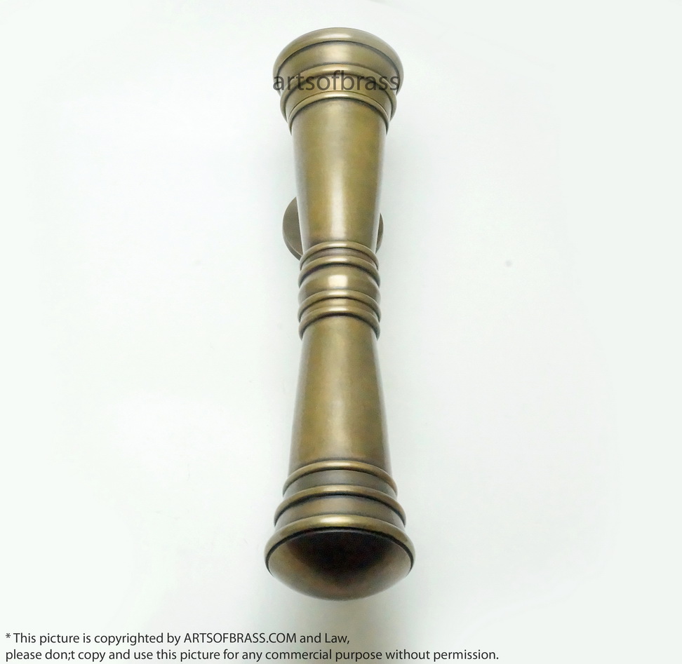 11.41" Set Vintage Retro Classic Plain Brass Entry Door Hardware Handle 7 11.41" Set Vintage Retro Classic Plain Brass Entry Door Hardware Handle - Image 5