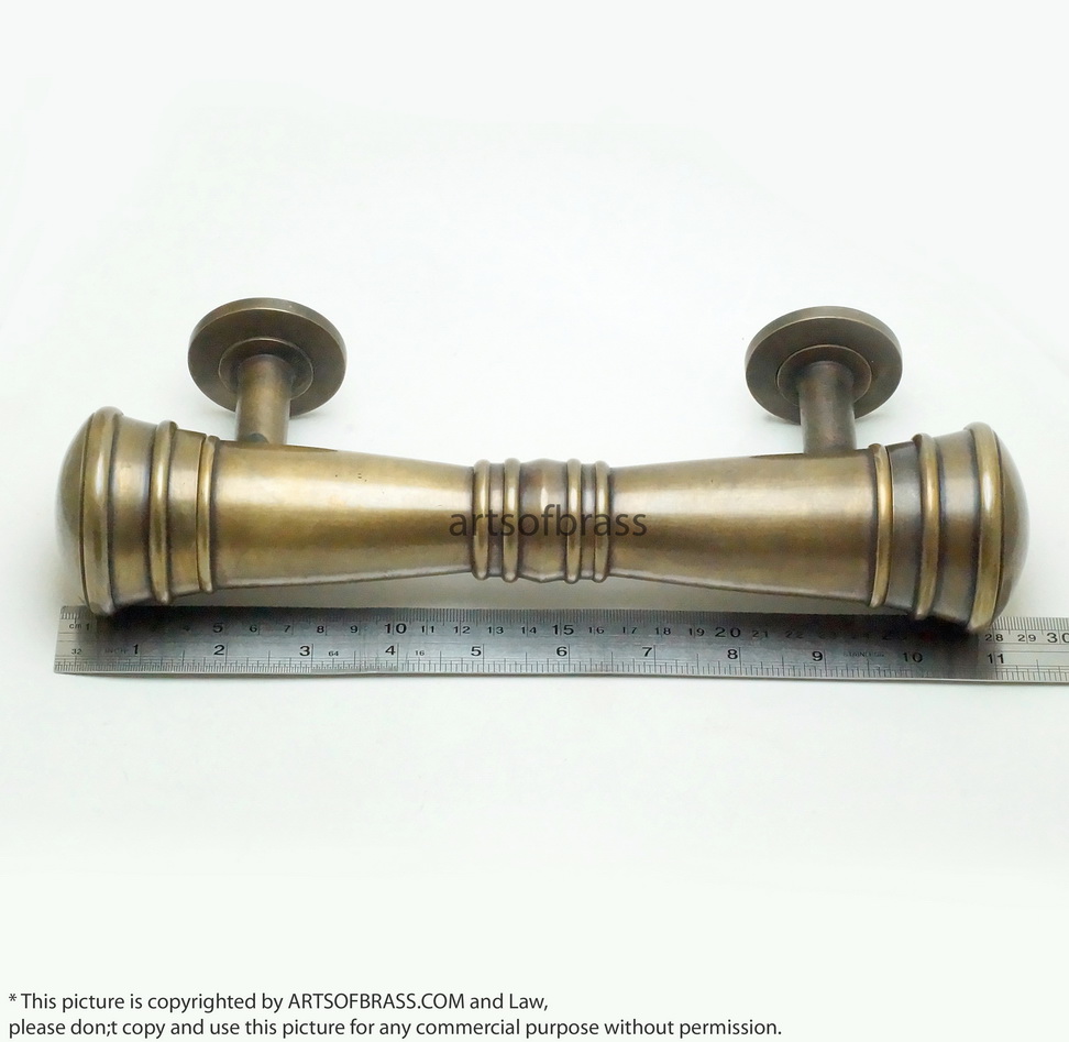 11.41" Set Vintage Retro Classic Plain Brass Entry Door Hardware Handle 12 11.41" Set Vintage Retro Classic Plain Brass Entry Door Hardware Handle - Image 10