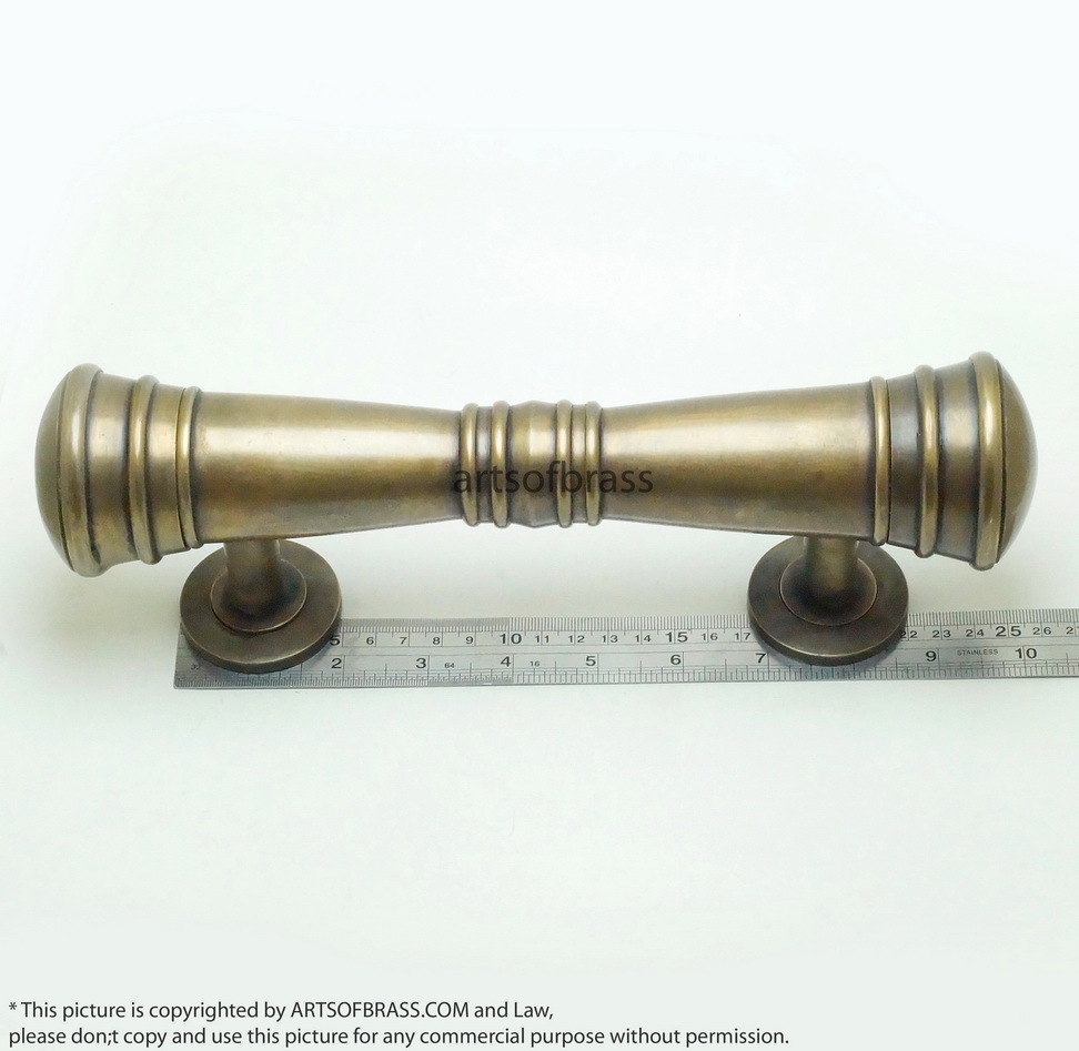 11.41" Set Vintage Retro Classic Plain Brass Entry Door Hardware Handle 16 11.41" Set Vintage Retro Classic Plain Brass Entry Door Hardware Handle - Image 14