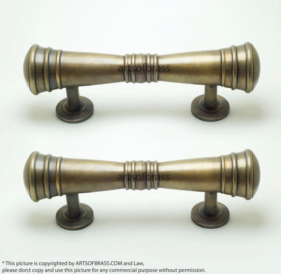 11.41" Set Vintage Retro Classic Plain Brass Entry Door Hardware Handle 4 11.41" Set Vintage Retro Classic Plain Brass Entry Door Hardware Handle - Image 2