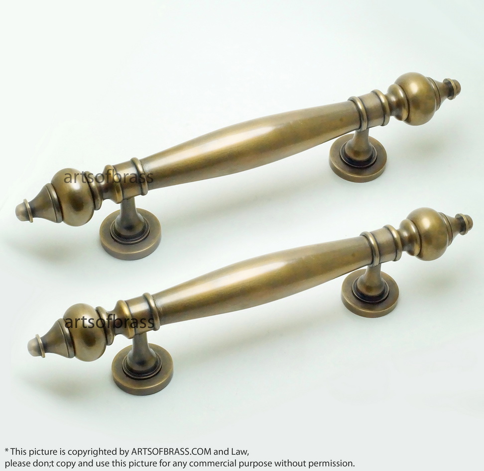 14.76" 2 pcs Vintage Western Classic Brass Door Hardware Entry Door Handle 4 14.76" 2 pcs Vintage Western Classic Brass Door Hardware Entry Door Handle - Image 2