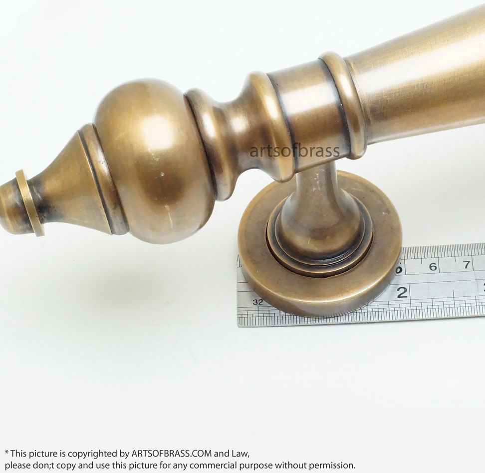 14.76" 2 pcs Vintage Western Classic Brass Door Hardware Entry Door Handle 11 14.76" 2 pcs Vintage Western Classic Brass Door Hardware Entry Door Handle - Image 9