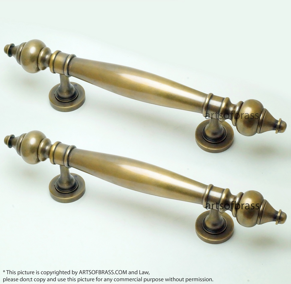14.76" 2 pcs Vintage Western Classic Brass Door Hardware Entry Door Handle 6 14.76" 2 pcs Vintage Western Classic Brass Door Hardware Entry Door Handle - Image 4