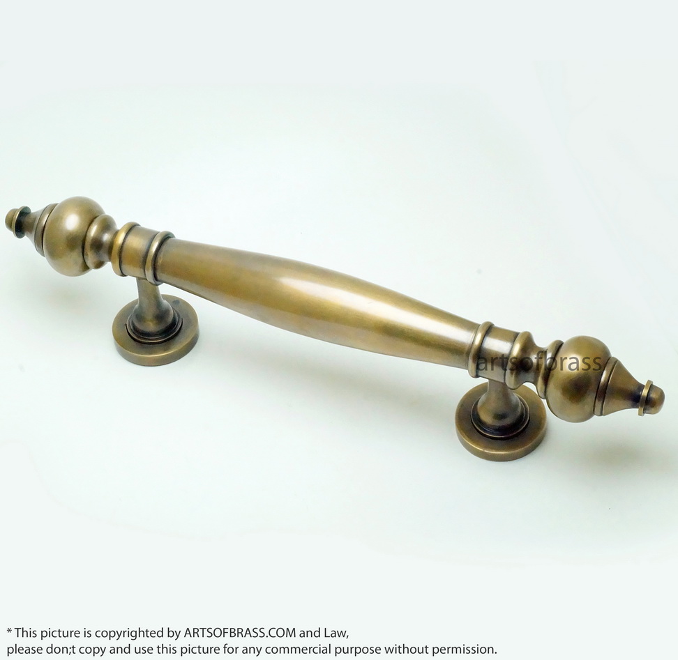 14.76" 2 pcs Vintage Western Classic Brass Door Hardware Entry Door Handle 7 14.76" 2 pcs Vintage Western Classic Brass Door Hardware Entry Door Handle - Image 5