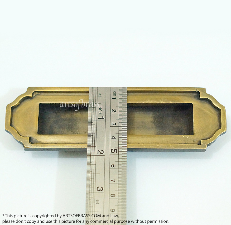 5.70" 2 pcs Vintage Art Deco Baldwin FLUSH Pull Sliding Door Brass Handle 10 5.70" 2 pcs Vintage Art Deco Baldwin FLUSH Pull Sliding Door Brass Handle - Image 9