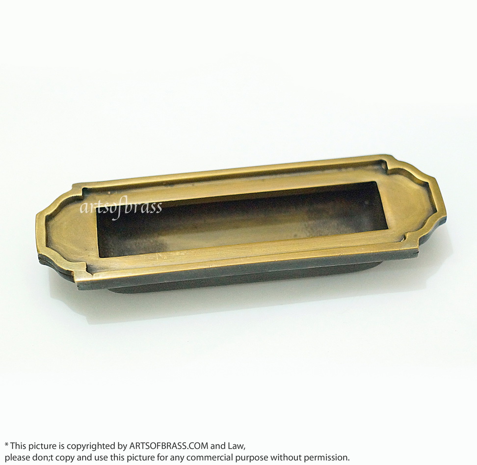 5.70" 2 pcs Vintage Art Deco Baldwin FLUSH Pull Sliding Door Brass Handle 6 5.70" 2 pcs Vintage Art Deco Baldwin FLUSH Pull Sliding Door Brass Handle - Image 5