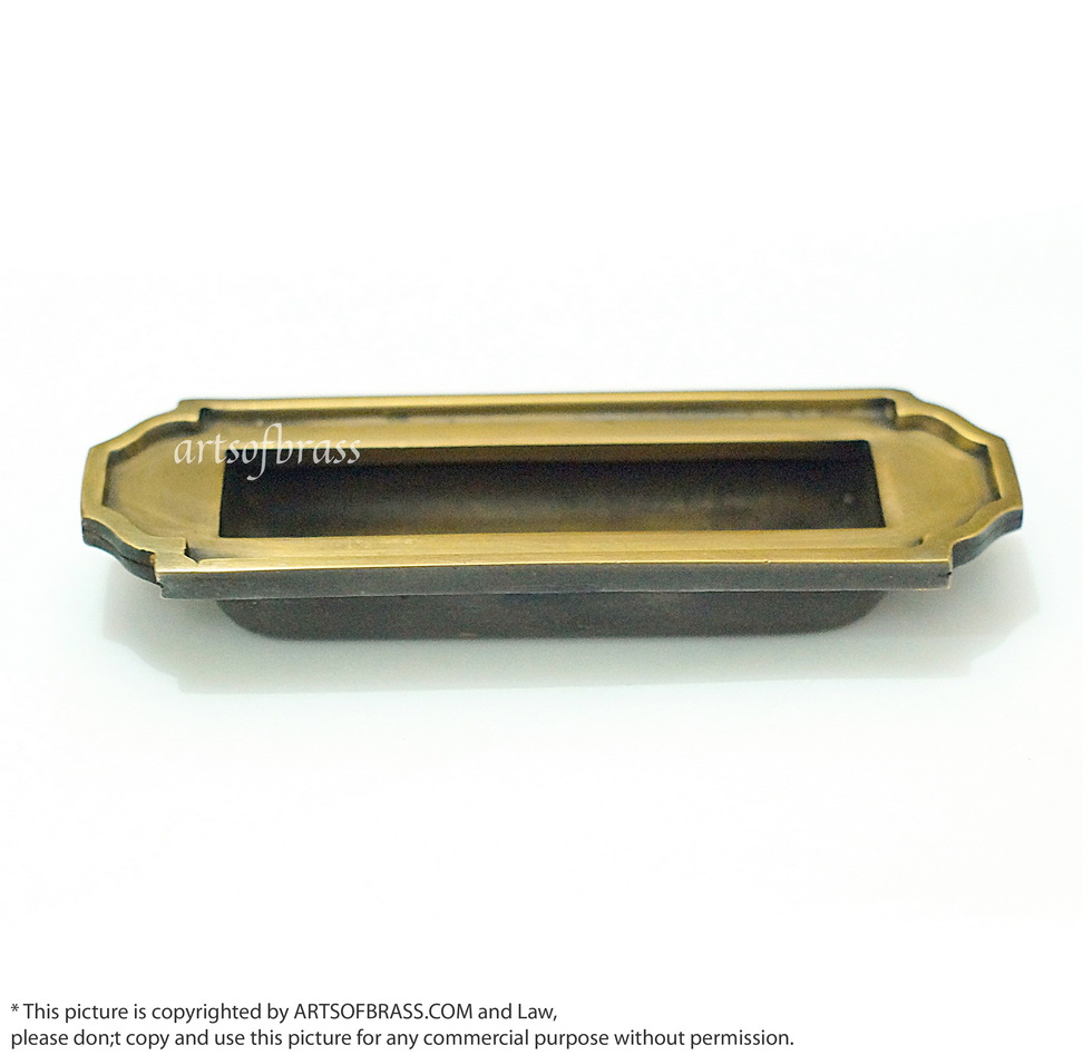5.70" 2 pcs Vintage Art Deco Baldwin FLUSH Pull Sliding Door Brass Handle 7 5.70" 2 pcs Vintage Art Deco Baldwin FLUSH Pull Sliding Door Brass Handle - Image 6