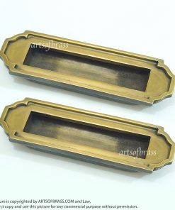 5.70" 2 pcs Vintage Art Deco Baldwin FLUSH Pull Sliding Door Brass Handle 13 DSC0499 resize