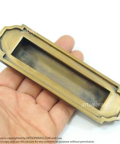 5.70" 2 pcs Vintage Art Deco Baldwin FLUSH Pull Sliding Door Brass Handle 17 DSC0500 resize