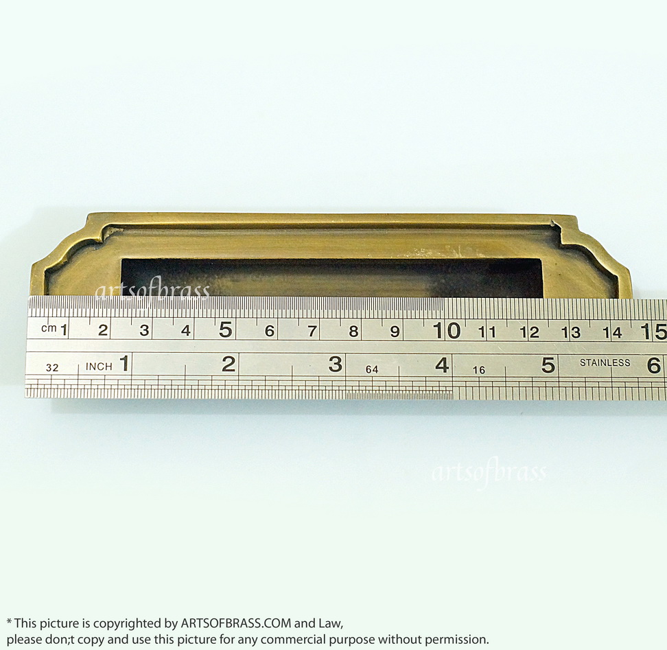 5.70" 2 pcs Vintage Art Deco Baldwin FLUSH Pull Sliding Door Brass Handle 9 5.70" 2 pcs Vintage Art Deco Baldwin FLUSH Pull Sliding Door Brass Handle - Image 8