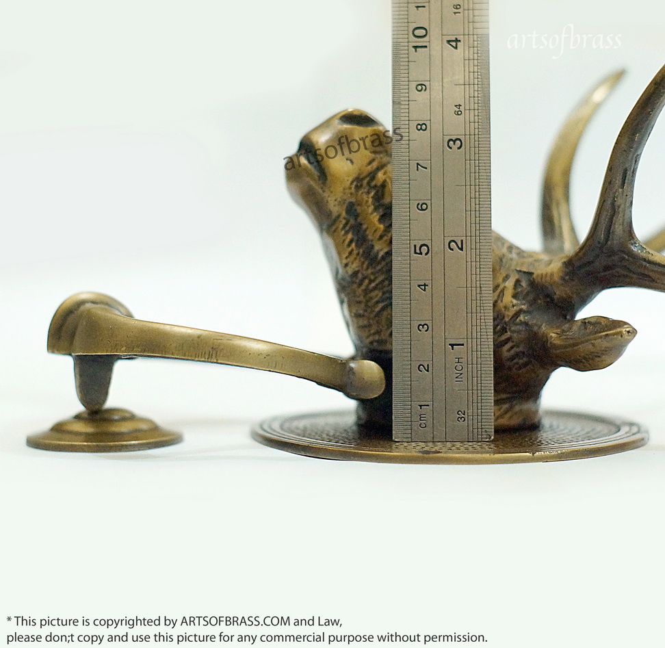 Solid Brass Deer Antler Door Knocker | Animal Head Front Door Decor - 11" 13 lodge style door knocker brass antler design