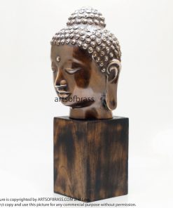 11.41" Old Brass Tibetan Buddhism Buddha Head Sakyamuni Tathagata Statue 25 DSC07343 resize
