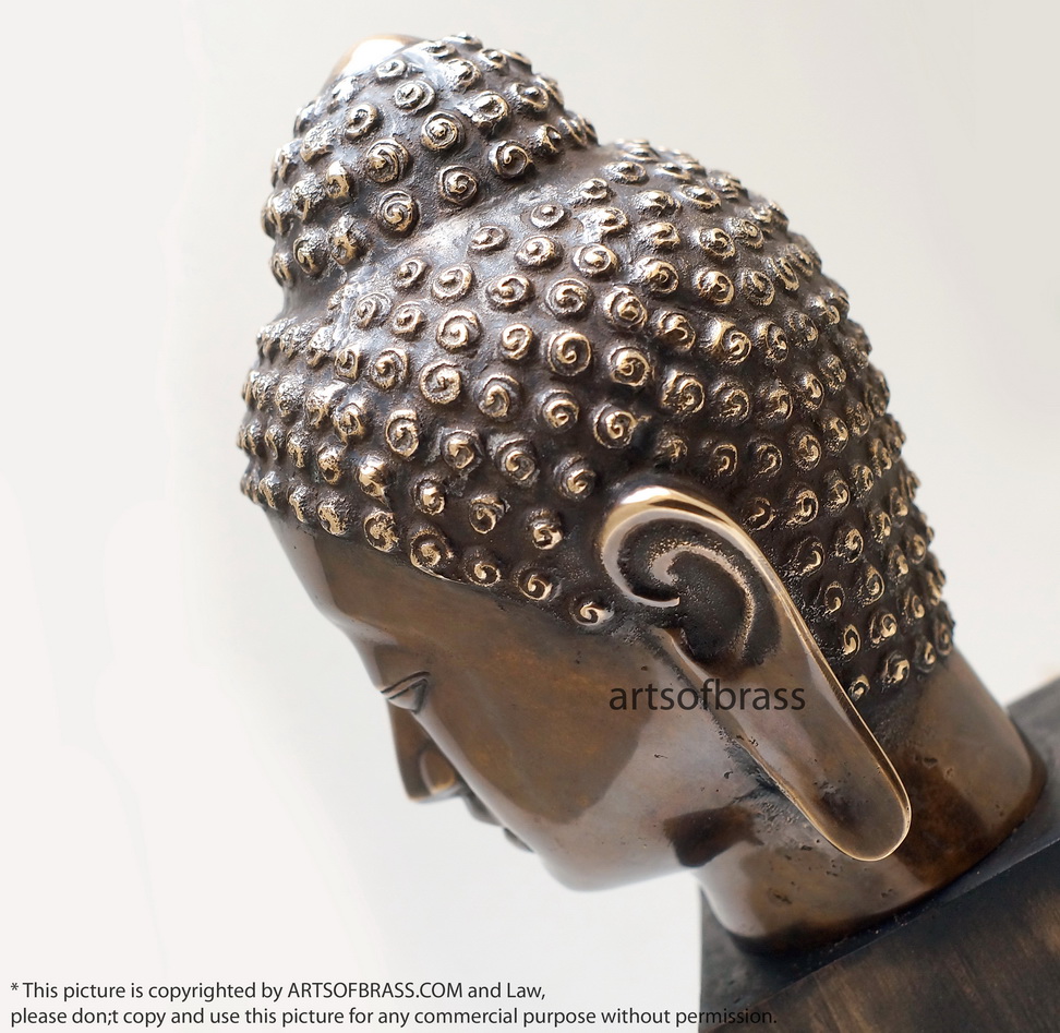 11.41" Old Brass Tibetan Buddhism Buddha Head Sakyamuni Tathagata Statue 5 11.41" Old Brass Tibetan Buddhism Buddha Head Sakyamuni Tathagata Statue - Image 3
