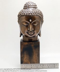 11.41" Old Brass Tibetan Buddhism Buddha Head Sakyamuni Tathagata Statue 27 DSC0737 resize