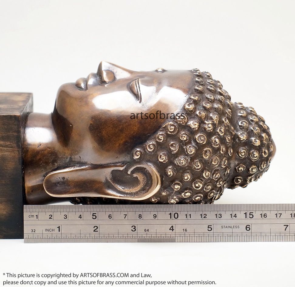11.41" Old Brass Tibetan Buddhism Buddha Head Sakyamuni Tathagata Statue 15 11.41" Old Brass Tibetan Buddhism Buddha Head Sakyamuni Tathagata Statue - Image 13