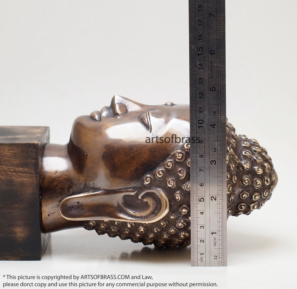 11.41" Old Brass Tibetan Buddhism Buddha Head Sakyamuni Tathagata Statue 16 11.41" Old Brass Tibetan Buddhism Buddha Head Sakyamuni Tathagata Statue - Image 14