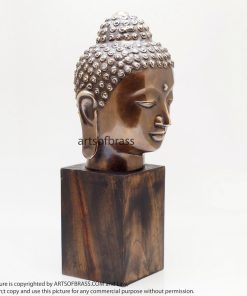 11.41" Old Brass Tibetan Buddhism Buddha Head Sakyamuni Tathagata Statue 23 DSC0782 resize