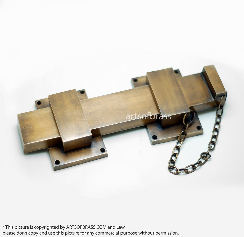 11.81" Vintage Big Solid Brass Gate Door LATCH Bar Slot Large Lock Latch 4 11.81" Vintage Big Solid Brass Gate Door LATCH Bar Slot Large Lock Latch - Image 2