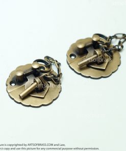 1.69" Lot 2 pcs Solid Brass Vintage Round Pin Slot Locking BOX LATCH Lock 11 DSC1090 resize
