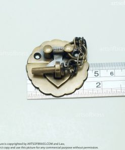 1.69" Lot 2 pcs Solid Brass Vintage Round Pin Slot Locking BOX LATCH Lock 14 DSC1094 resize