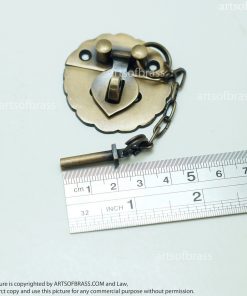 1.69" Lot 2 pcs Solid Brass Vintage Round Pin Slot Locking BOX LATCH Lock 15 DSC1095 resize