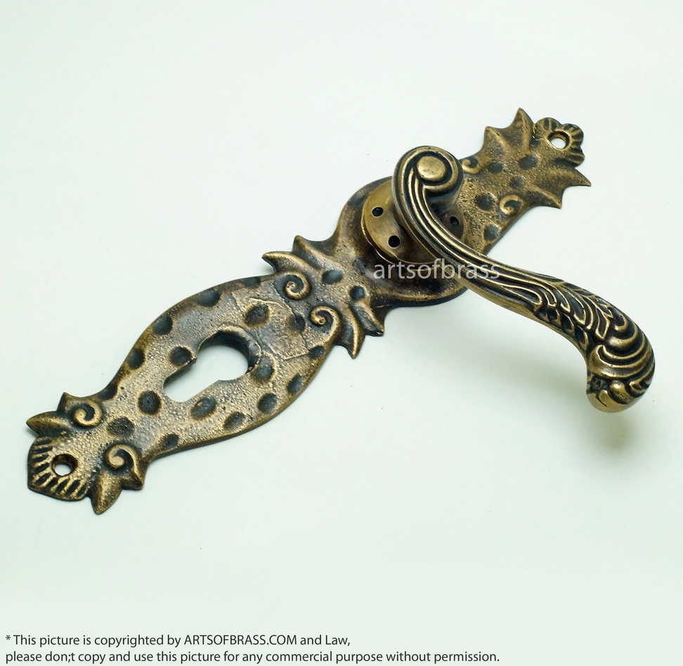 10.03" Set Vintage Steampunk Deadbolt Entry Door Handles Screen Main Door 4 10.03" Set Vintage Steampunk Deadbolt Entry Door Handles Screen Main Door - Image 2