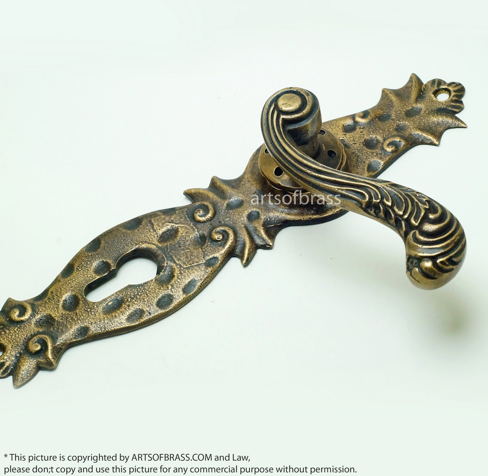 10.03" Set Vintage Steampunk Deadbolt Entry Door Handles Screen Main Door 7 10.03" Set Vintage Steampunk Deadbolt Entry Door Handles Screen Main Door - Image 5