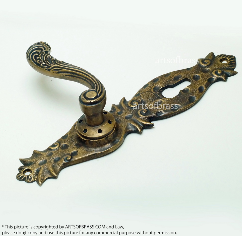 10.03" Set Vintage Steampunk Deadbolt Entry Door Handles Screen Main Door 6 10.03" Set Vintage Steampunk Deadbolt Entry Door Handles Screen Main Door - Image 4