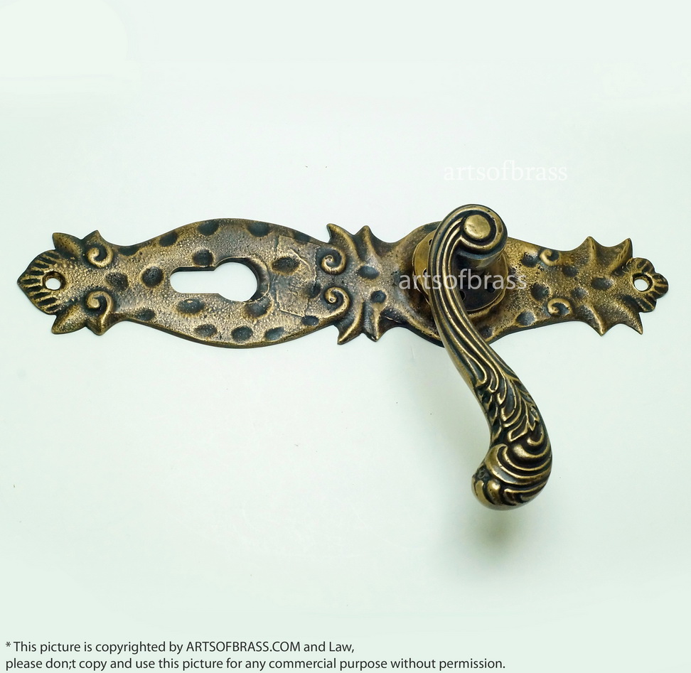 10.03" Set Vintage Steampunk Deadbolt Entry Door Handles Screen Main Door 5 10.03" Set Vintage Steampunk Deadbolt Entry Door Handles Screen Main Door - Image 3