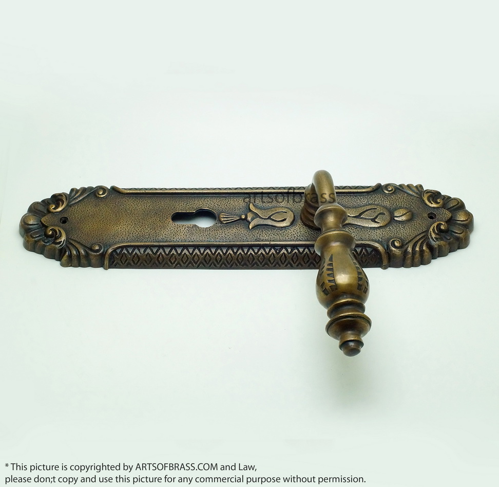 12.50" Set Vintage Victorian Brass Entry Door Knob with Deadbolt Handle 7 12.50" Set Vintage Victorian Brass Entry Door Knob with Deadbolt Handle - Image 5