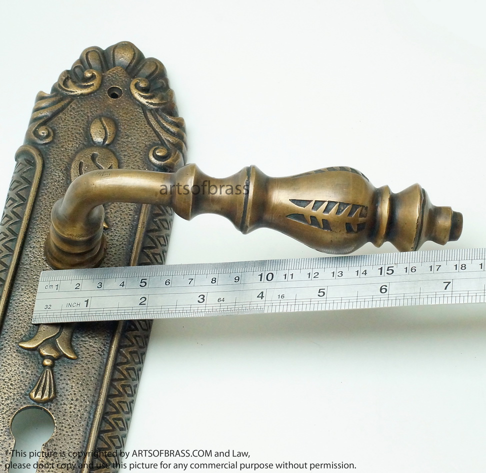 12.50" Set Vintage Victorian Brass Entry Door Knob with Deadbolt Handle 13 12.50" Set Vintage Victorian Brass Entry Door Knob with Deadbolt Handle - Image 11