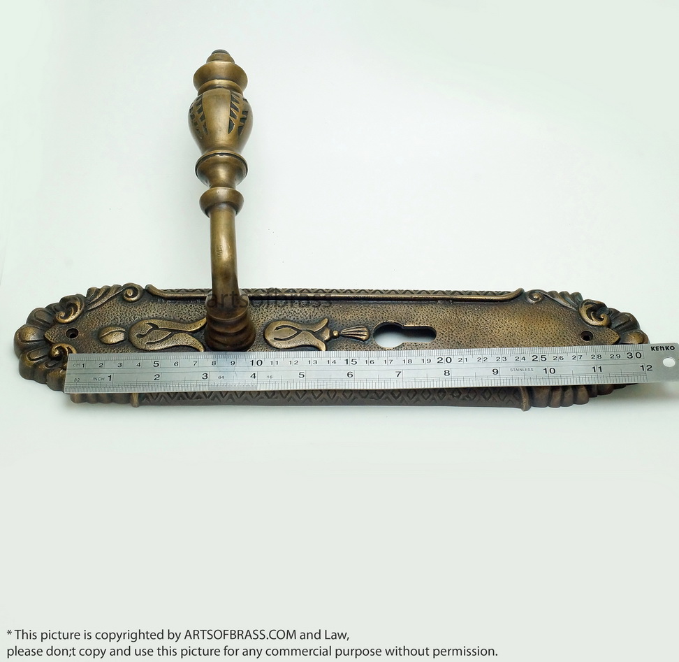 12.50" Set Vintage Victorian Brass Entry Door Knob with Deadbolt Handle 14 12.50" Set Vintage Victorian Brass Entry Door Knob with Deadbolt Handle - Image 12