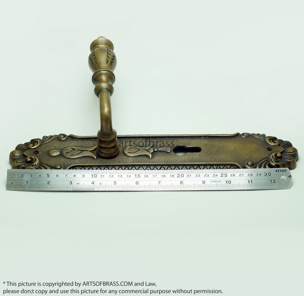 12.50" Set Vintage Victorian Brass Entry Door Knob with Deadbolt Handle 11 12.50" Set Vintage Victorian Brass Entry Door Knob with Deadbolt Handle - Image 9