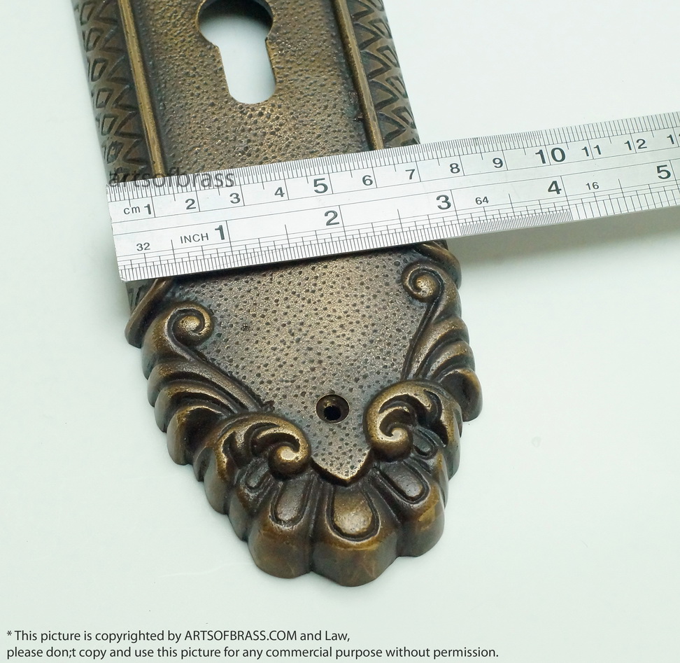 12.50" Set Vintage Victorian Brass Entry Door Knob with Deadbolt Handle 12 12.50" Set Vintage Victorian Brass Entry Door Knob with Deadbolt Handle - Image 10
