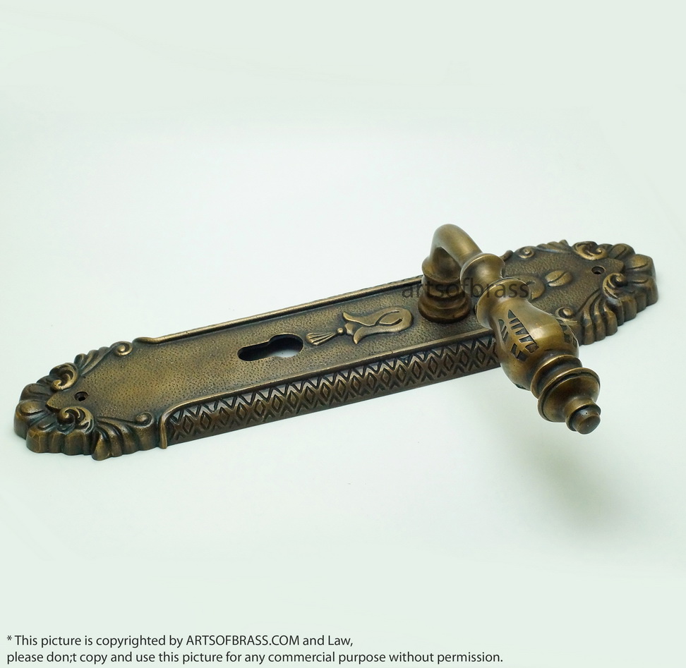12.50" Set Vintage Victorian Brass Entry Door Knob with Deadbolt Handle 8 12.50" Set Vintage Victorian Brass Entry Door Knob with Deadbolt Handle - Image 6