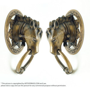 Pair Vintage Farm HORSE Head Pulls Main Door Brass Door Handle Pulls P135 22 HORSE Head Pulls Main Door Brass Door Handle Pulls