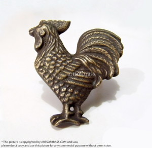 1.88" 2 pairs Vintage ROOSTER Cabinet Knobs Door Brass Drawer Pull Handle 18 ROOSTER Cabinet Knobs Door Brass Drawer Pull Handle