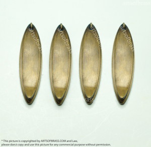 3.34" Lot of 4 Vintage Solid Brass Leaf Drop Drawer Dresser Pull Handles .
