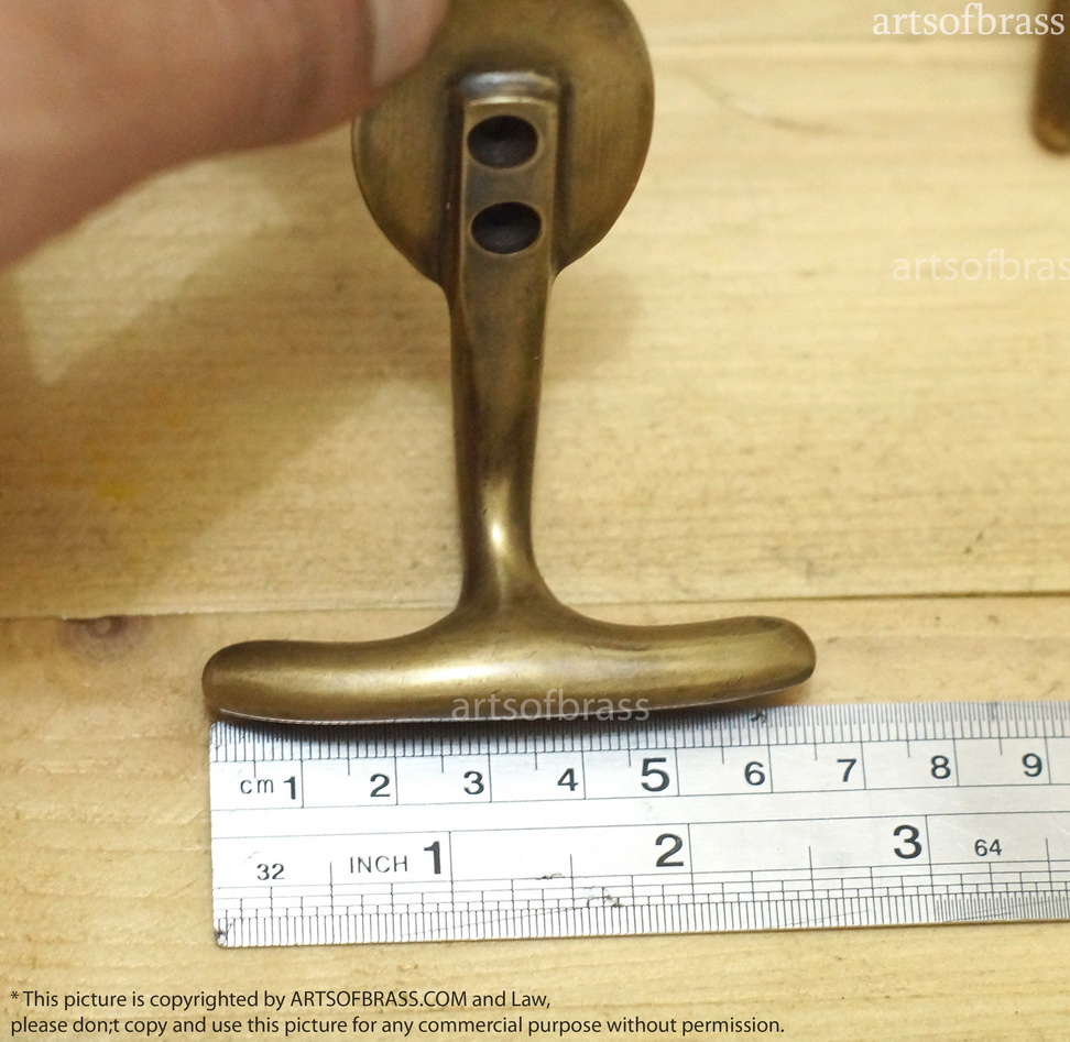 3.18 Vintage Solid Brass Horizontal HOOK Hanger Wall Mount Strong Hook U042 9 3.18 Vintage Solid Brass Horizontal HOOK Hanger Wall Mount Strong Hook U042 - Image 7
