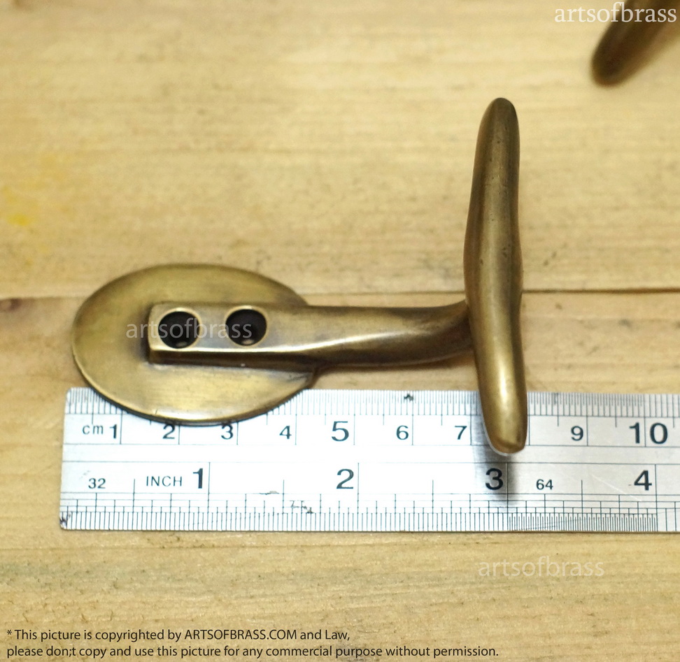 3.18 Vintage Solid Brass Horizontal HOOK Hanger Wall Mount Strong Hook U042 10 3.18 Vintage Solid Brass Horizontal HOOK Hanger Wall Mount Strong Hook U042 - Image 8