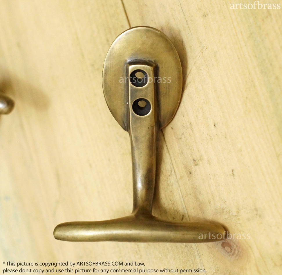 3.18 Vintage Solid Brass Horizontal HOOK Hanger Wall Mount Strong Hook U042 4 3.18 Vintage Solid Brass Horizontal HOOK Hanger Wall Mount Strong Hook U042 - Image 2