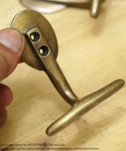 3.18 Vintage Solid Brass Horizontal HOOK Hanger Wall Mount Strong Hook U042 16 DSC00586 resize