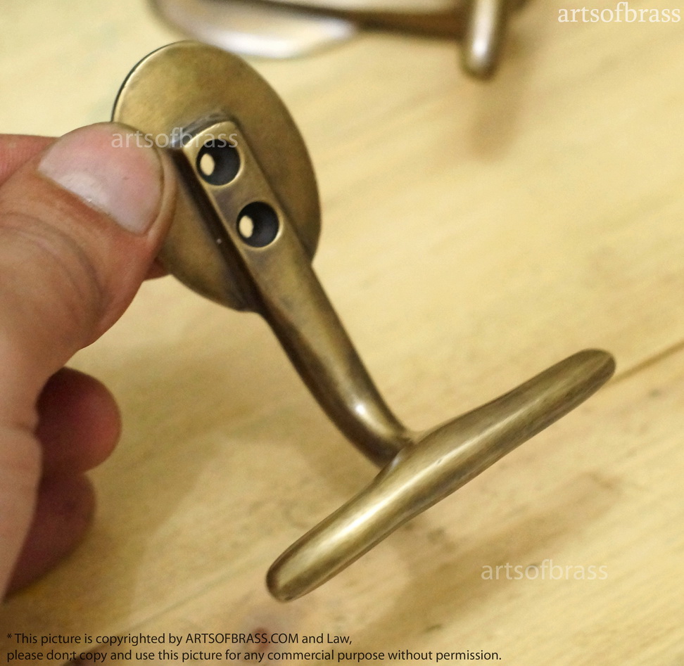 3.18 Vintage Solid Brass Horizontal HOOK Hanger Wall Mount Strong Hook U042 8 3.18 Vintage Solid Brass Horizontal HOOK Hanger Wall Mount Strong Hook U042 - Image 6